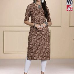 HERE&NOW Selection Of 3 Floral Printed Round Neck Straight Kurtas-image-69