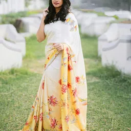 STAVA CREATION Floral Pure Crepe Saree-image-15