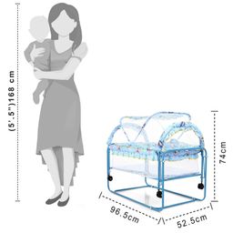 fab n funky Lightweight  Cradle Mosquito Net  With Moderate Swing - Blue image 3
