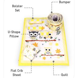 Babyhug 100% Cotton Crib Bedding Set Owl Print Regular - Multicolor (Cot not Included) image 3