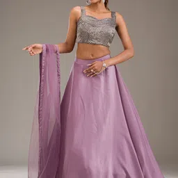 Koskii Embellished Beads and Stones Satin Ready to Wear Lehenga & Blouse With Dupatta-picture-12
