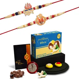 DeoDap Unisex 4 Pieces Beaded Rakhi Gift Set-picture-38