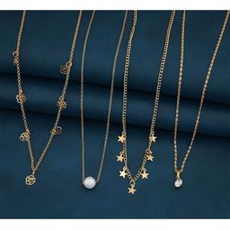 BHUMI09 Pack Of 4 Brass Gold-Plated Artificial Stones and Beads Necklace-26