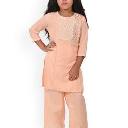 GIANNA Girls Yoke Design Regular Gotta Patti Kurta with Trousers-picture-6