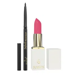 SUAVIS Set Of 2 Long Lasting Lipstick Pomegranate-Splash - 111 & Kajal Black - 401-15