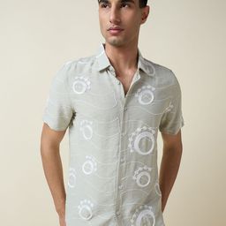 Thomas Scott Men Embroidered Regular Fit Casual Shirt-image-89