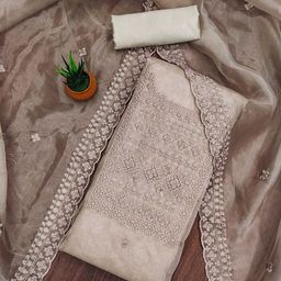 Ishin Embroidered Organza Unstitched Dress Material-image-78