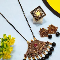 Divyanshi Collection Women Pack Of 3 Brass Gold-plated Ethnic Jewellery Set With-image-30