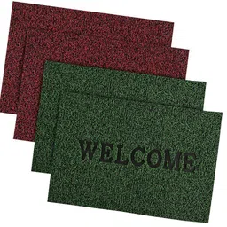 Kuber Industries Red & Green 4 Pieces Anti Slip Doormats-66