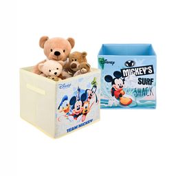 YK Cream-Coloured & Blue 2 Pieces Mickey Mouse Printed Storage Box Organisers-image-78