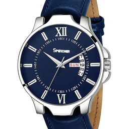 SPENCHER Men Brass Dial & Leather Straps Multi Function Watch SMW D&D Blue Dial Blue Strap-12