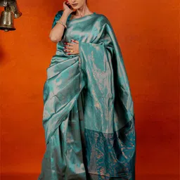 Subham Ethnic Motifs Woven Design Zari Kanjeevaram Saree-image-14