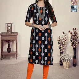 HERE&NOW Women Pack of-3 Ethnic Motifs Printed Crepe Kurta-image-84