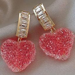 FIMBUL Gold-Plated Crystals Studded Heart Shaped Drop Earrings-picture-25