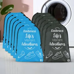 Aura Blue & Grey 12 Pieces Printed Foldable Water Resistant Multi-Utility Laundry Bags-16
