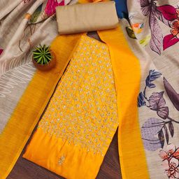 DIVASTRI Embroidered Sequinned Pure Cotton Unstitched Dress Material-image-18