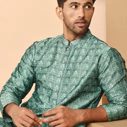 Anouk Rustic Men Floral Printed Festive Silk Straight Kurta-image-14