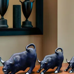 SANKALAN CREATIONS Blue & Grey 3 Pieces Bull Showpieces-image-86