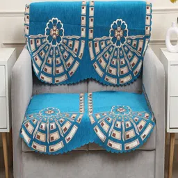 Fashion Throw Turquoise Blue Striped Jacquard Sofa Cover-image-67