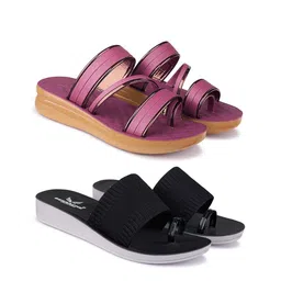 BERSACHE Women Pack Of 2 One Toe Flats-image-31