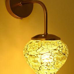 1ST TIME Yellow Printed Glass Traditional Cylinder Shaped Wall Lamp-picture-4