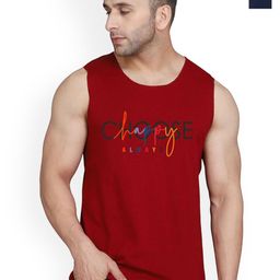 SLOWLORIS Pack Of 2 Printed Combed Cotton Gym Vests VSL26 CMB(CHS MAROON)(OVRTNK NAVY)-image-88