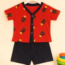Kidbea Infant Printed Short Sleeves Pure Cotton Shirt With Shorts-picture-4