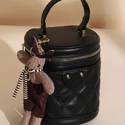 HAUTE SAUCE by Campus Sutra Leather Half Moon Hobo Bag with Tasselled-18