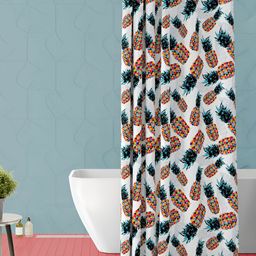 ArtzFolio White and Green Conversational Printed Waterproof Shower Curtain-image-69