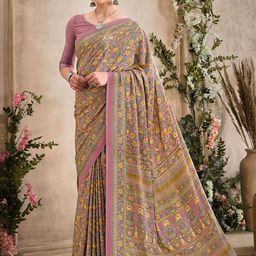 LeeliPeeri Designer Floral Poly Crepe Saree-image-81