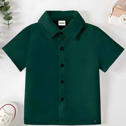 BAESD Boys Classic Spread Collar Solid Cotton Formal Shirt-image-60