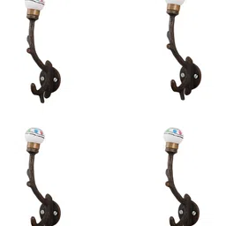 Indianshelf White & Blue 4 Pieces Printed Metal Hooks-image-100