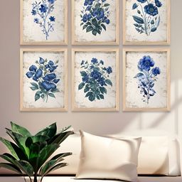 Kotart White & Blue 6 Pieces Wooden Floral and Botanical Wall Arts-image-39