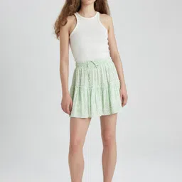 DeFacto Floral Printed Tired Mini Skirt-image-82