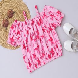 BRIGHT STARS KIDSWEAR Printed Cold Shoulder Short Top-image-33