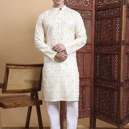 House of Pataudi Printed With Chikenkari Work Straight Kurta-picture-18