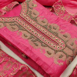 SAINOOR Embellished Semi-Stitched Dress Material-image-43