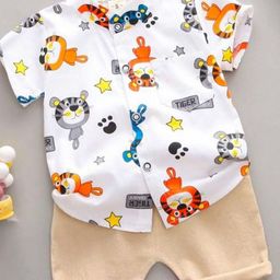 ULTRINA Boys Cartoon Characters Printed Mandarin Collar Shirt With Shorts-image-22