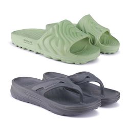 BERSACHE Men Set Of 2 Rubber Thong Flip-Flops & Sliders-25