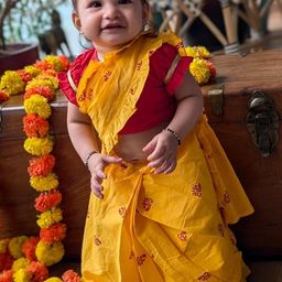 Tura Turi Girls Ethnic Motifs Pure Cotton Ready to Wear Saree-image-56