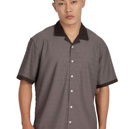 Eszett Textured Spread Collar Cotton Shirt-image-22