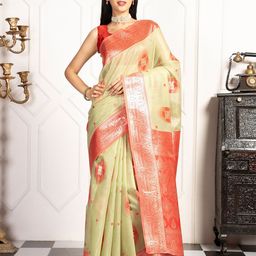 MIMOSA Floral Woven Design Zari Kanjeevaram Saree-image-44
