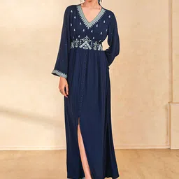 Global Desi Women Embroidered Gown Shape Ethnic Dress-image-7