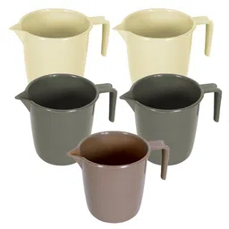 Kuber Industries Brown & Grey 5 piece Solid Plastic Bath Accessories Set-82