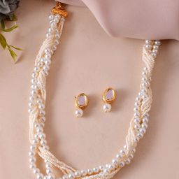 Silvermerc Designs Gold Plated Beaded Multi Strand Pearls Beaded Jewellery Set-picture-30