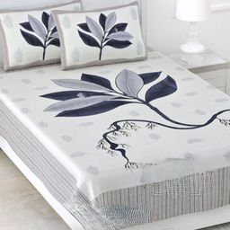 Bedbathandbliss Blue 300 TC Single Bedsheet with 2 Pillow Covers-image-33
