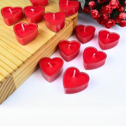 SOMIL Red 12 Pieces Heart Shape Tea Light Candle-image-27