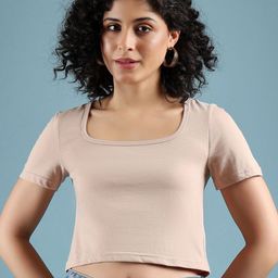 Mayra Women Solid Scoop Neck Cotton T-shirt-image-59