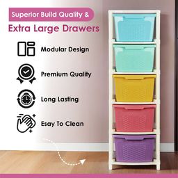 Kuber Industries Purple & Pink 5-Layer Multipurpose Drawer Organisers image 4