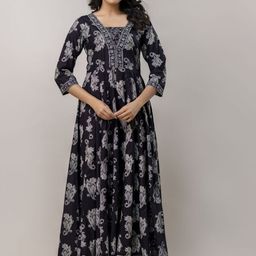 Da Vastraagaar Women Ethnic Motifs Printed Thread Work Floral Anarkali Kurta-38